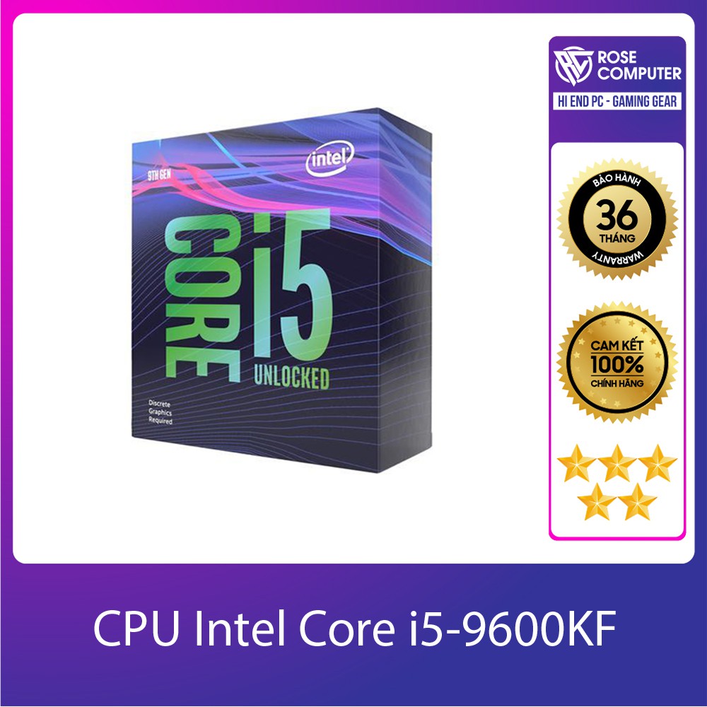 CPU Intel Core i5-9600KF (3.7GHz Turbo Up To 4.6GHz, 6 nhân 6 luồng, 9MB Cache, Coffee Lake), Hành chính hãng, giá tốt