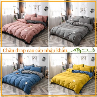 Bộ chăn ga Cotton Tici đơn màu 4 món nhập khẩu phong cách Hàn Quốc - NHÍM SÓC BEDDING  ( 16 mẫu )