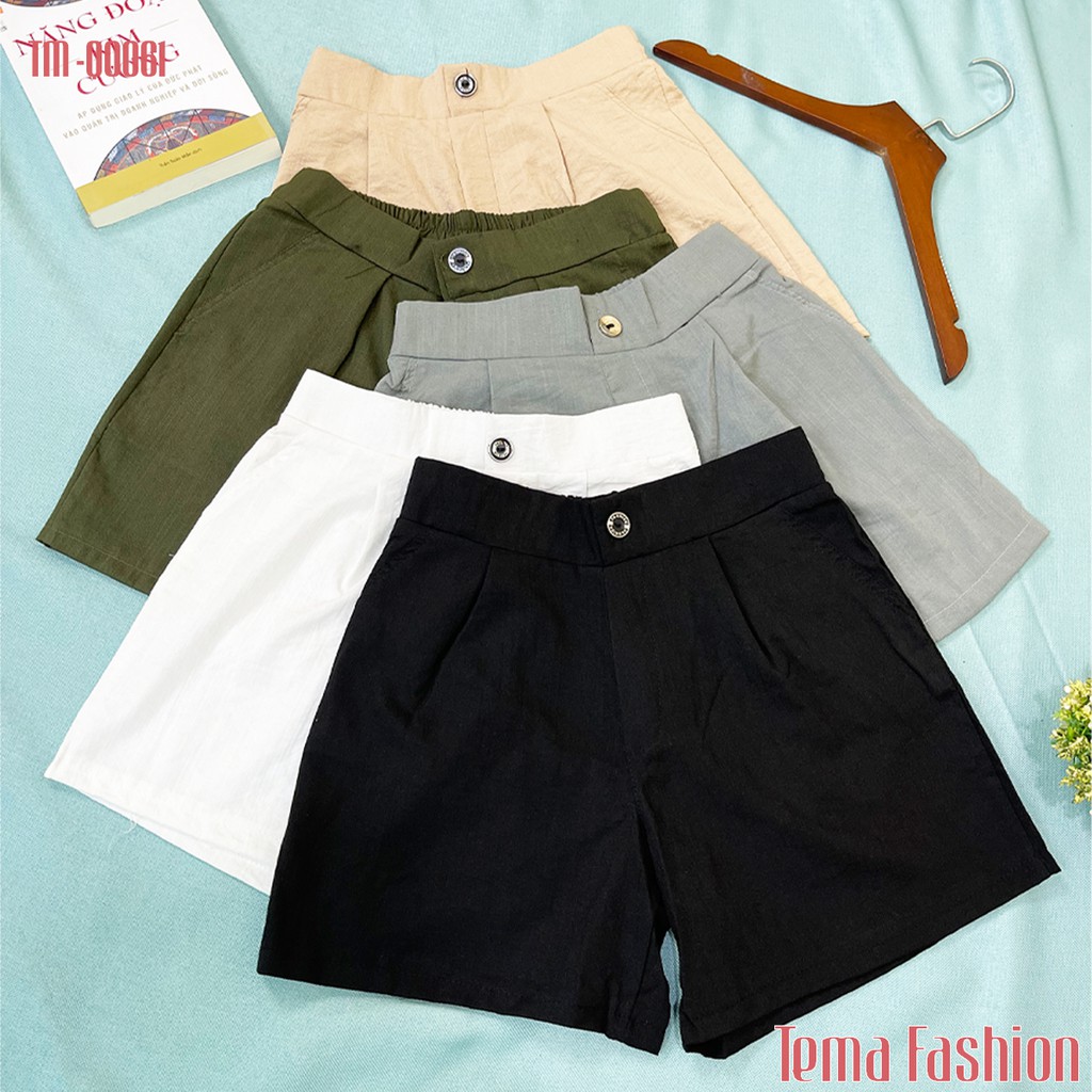 Quần short nữ The Mei 1992 - Quần đùi nữ chất đũi cao cấp mát mịn cạp quần đính cúc có túi siêu xinh | BigBuy360 - bigbuy360.vn
