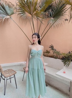 váy 2 dây xốp nơ ngực