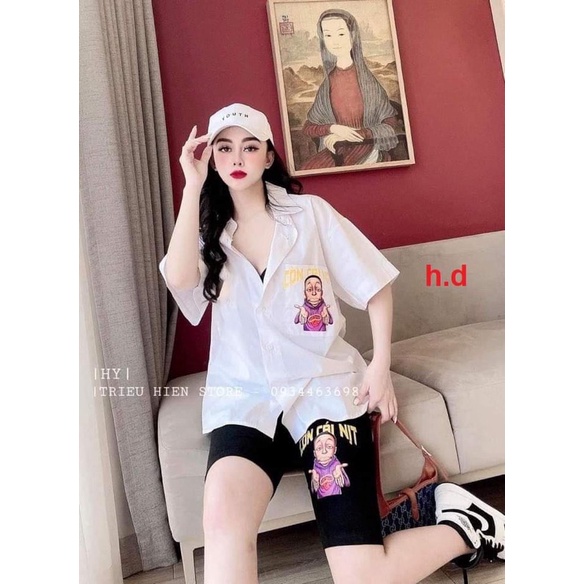 Bộ áo so mi quần legging còn cái nịt HĐ12