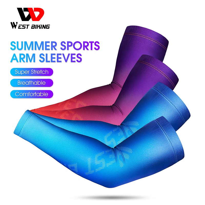 Găng cánh tay WEST BIKING từ lụa lạnh thoáng khí chống tia UV 400