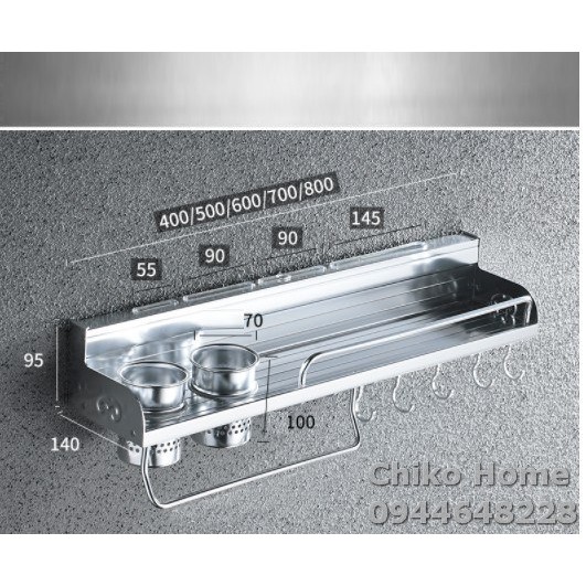 Giá để dủa đa năng Inox 304 không cần khoan (40cm)