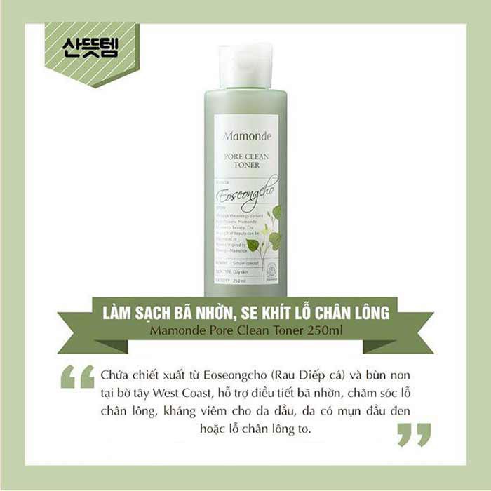 Nước Hoa Hồng Từ Rau Diếp Cá Se Khít Lỗ Chân Lông Mamonde Pore Clean Toner