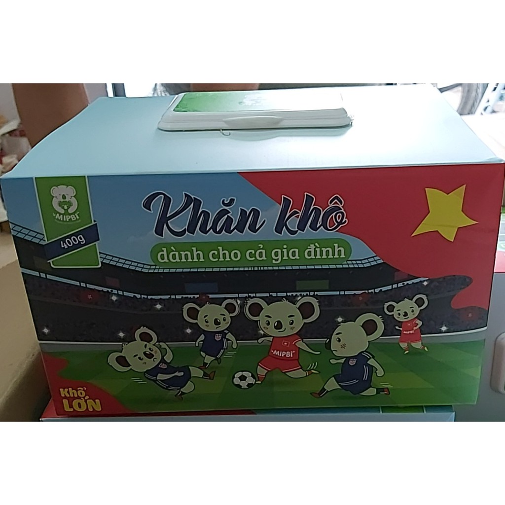 Khăn vải khô đa năng Mipbi khổ lớn 20 x 30cm hộp giấy 400g dành cho cả gia đình