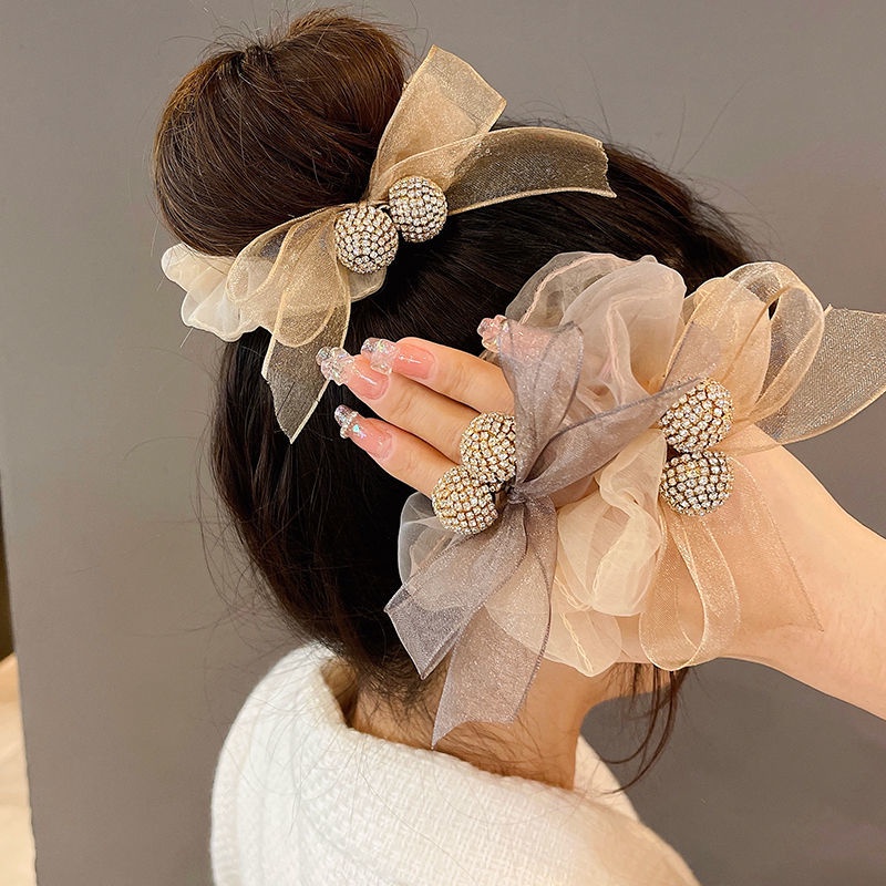 Dây Cột Tóc Cao Su Bản Lớn Đính Đá Cao Cấp 2022 Sang Trọng Thanh Lịch Cho Nữ