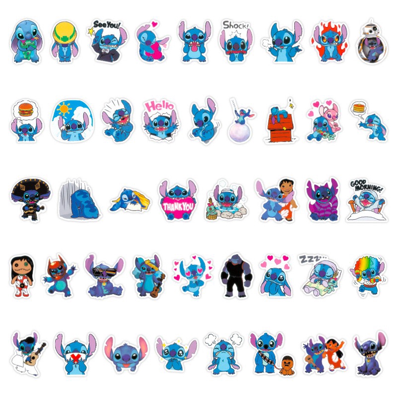 Set 100 miếng sticker hoạt hình Stitch dán trang trí đáng yêu