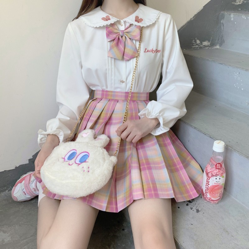 Áo blouse BL có xếp ly cổ búp bê dễ thương - Một Ngày Của Thỏ Và Gấu