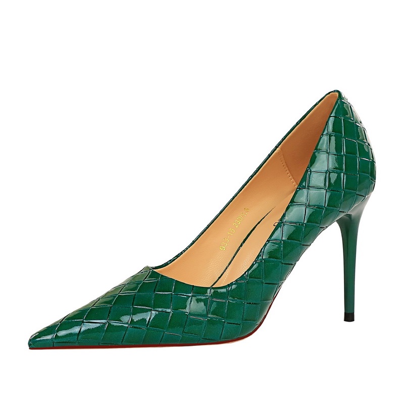 Giày cao gót 9.5cm BIGTREE 1932-1 da bóng mũi nhọn miệng nông thời trang cho nữ