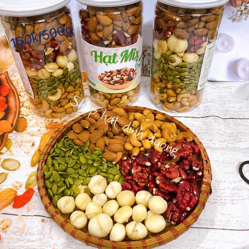 500G Hạt mix: óc chó đỏ, hạnh nhân, macca, điều, bí