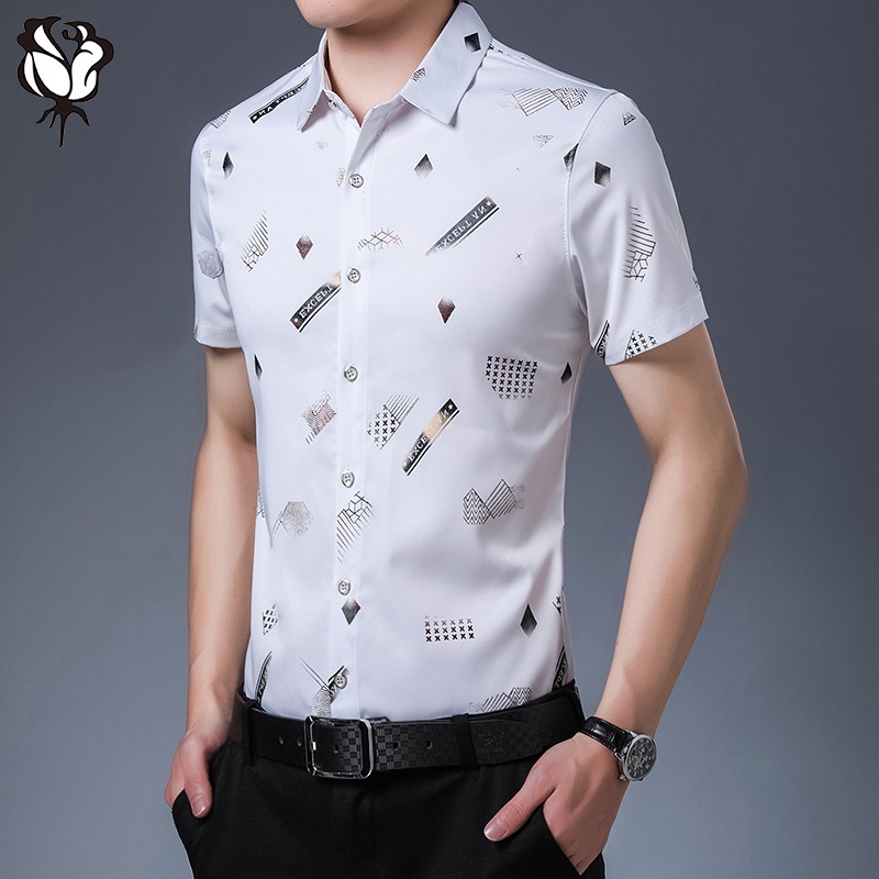 Áo Sơ Mi Tay Ngắn Họa Tiết Hoa Phong Cách Hàn Quốc Thời Trang Hè Cho Nam | BigBuy360 - bigbuy360.vn