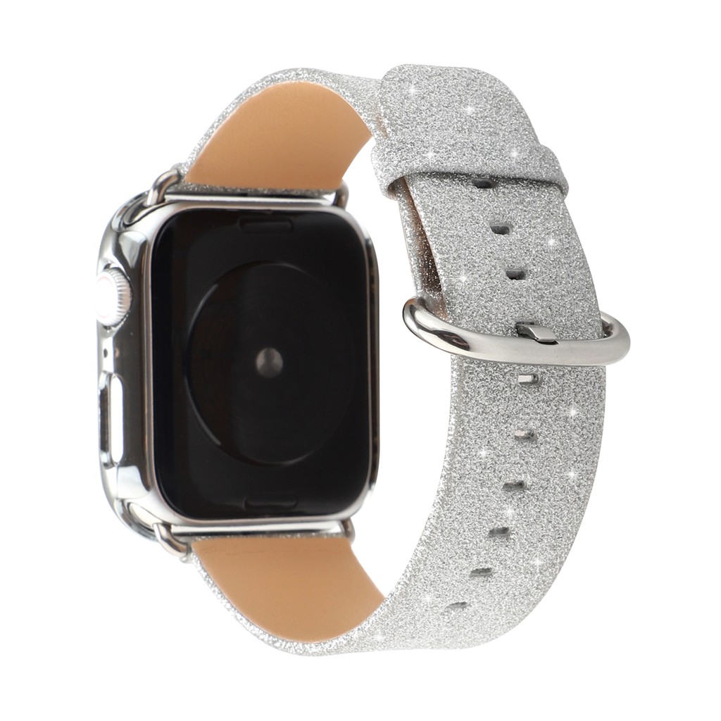 Dây Đeo Bằng Da Đính Đá Lấp Lánh Cho Đồng Hồ Thông Minh Apple Watch Series 6 / Se / 5 / 4 / 3 / 2 / 1 Iwatch 38mm 40mm 42mm 44mm