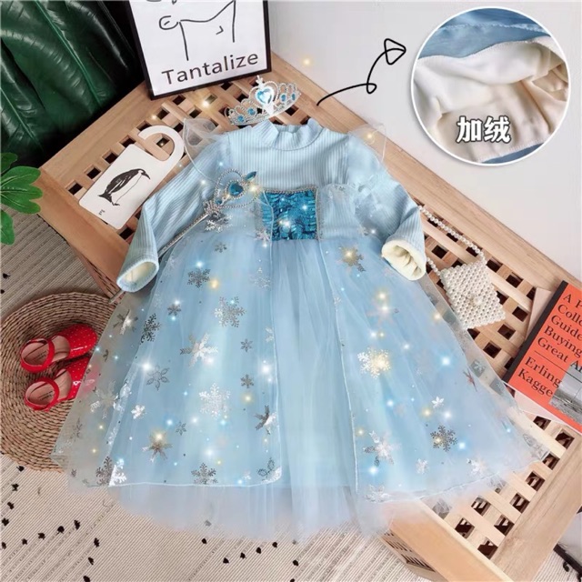 [ORDER ] - Váy Elsa len dài tay 2 màu ( Ảnh thật ở cuối )