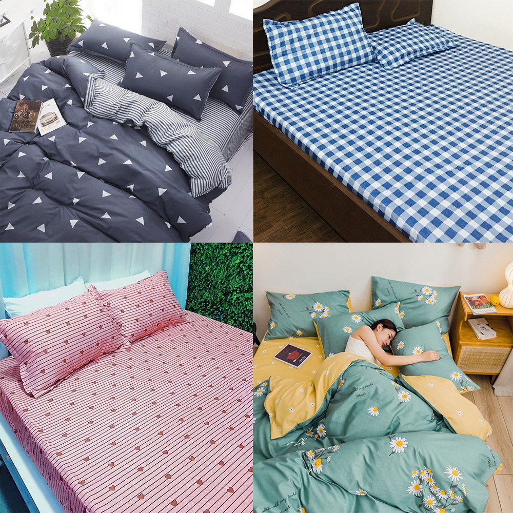 Bộ ga và 2 vỏ gối bộ ga trải giường cotton Poly 1m6x2m, 1m8x2m nhiều mẫu có bán cặp vỏ gối rời | BigBuy360 - bigbuy360.vn