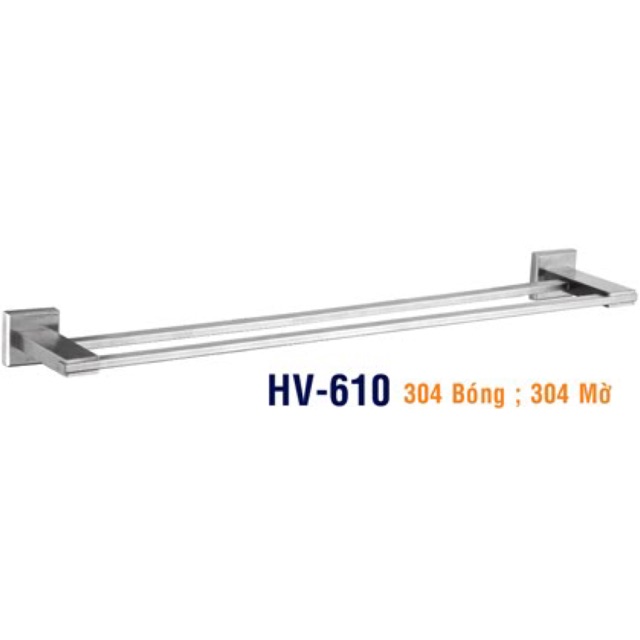 Máng khăn 2 thanh cao cấp inox304, đế inox đúc tiêu chẩn bắt rất cứng, bao hành 10 năm