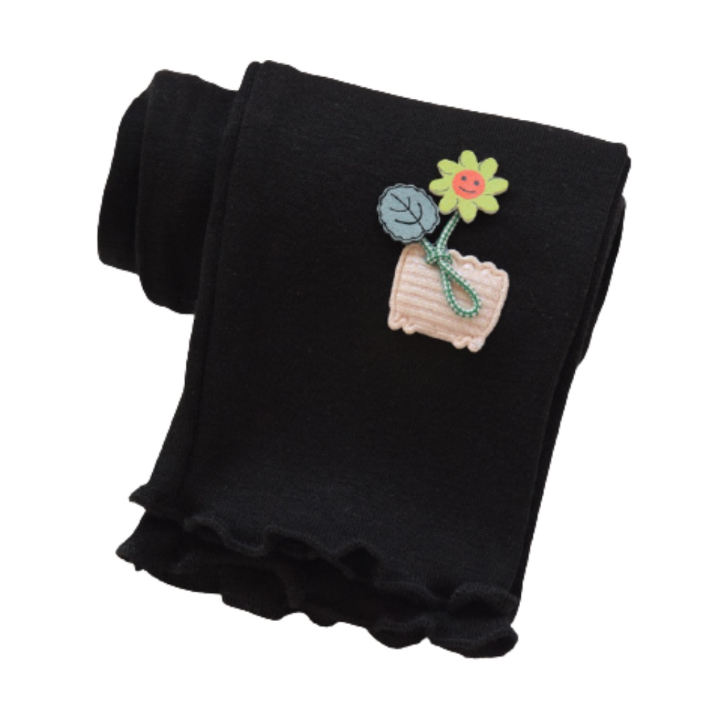 Quần legging cotton pha co giãn thoải mái đính hoa dễ thương thời trang cho bé gái