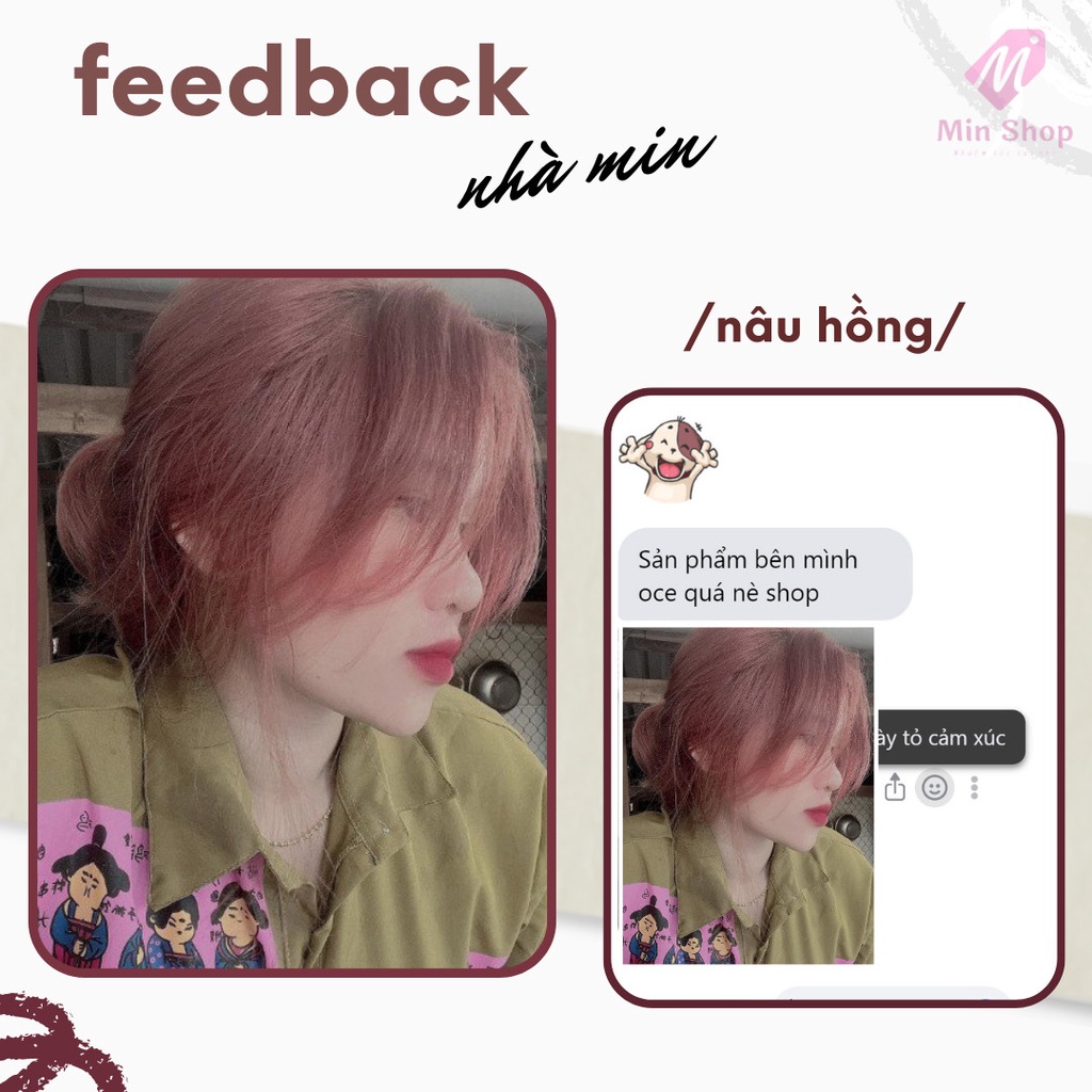 Thuốc nhuộm tóc, thuốc nhuộm tóc Nâu Hồng MIN.HAIR, tặng kèm oxy trợ dưỡng và bao tay
