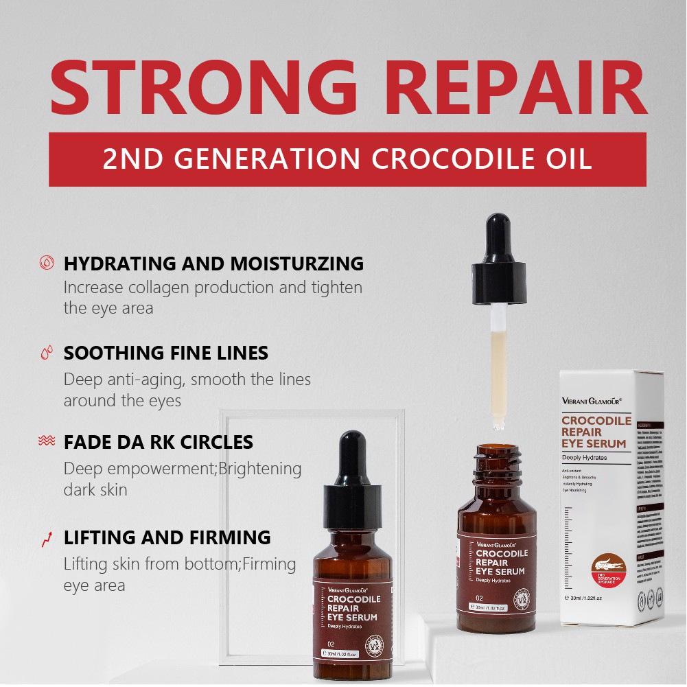 Serum Mắt VIBRANT GLAMOUR Tinh Chất Dầu Cá Sấu Phục Hồi Giảm Nếp Nhăn Bọng Mắt Và Quầng Thâm 30ml | BigBuy360 - bigbuy360.vn