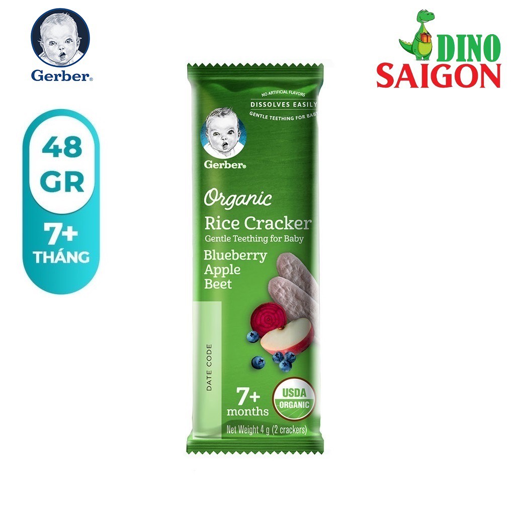 [Tặng 1 Gối Ôm Cà Rốt] Bộ 2 hộp Bánh Gạo Hữu Cơ Gerber Organic Vị Xoài Chuối Cà Rốt và 1 Hộp Vị Việt Quất Táo Củ Cải Đỏ