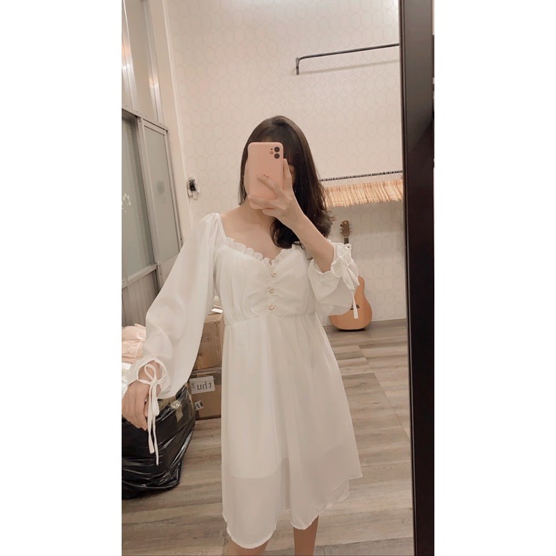 Đầm nữ trắng chất voan xịn nhún ngực mặc dự tiệc dạo phố dễ thương mã [TO GAN] | BigBuy360 - bigbuy360.vn
