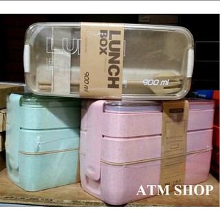 HỘP CƠM LÚA MẠCH 3 TẦNG 900ML - CÀ MÊN ĐỰNG CƠM