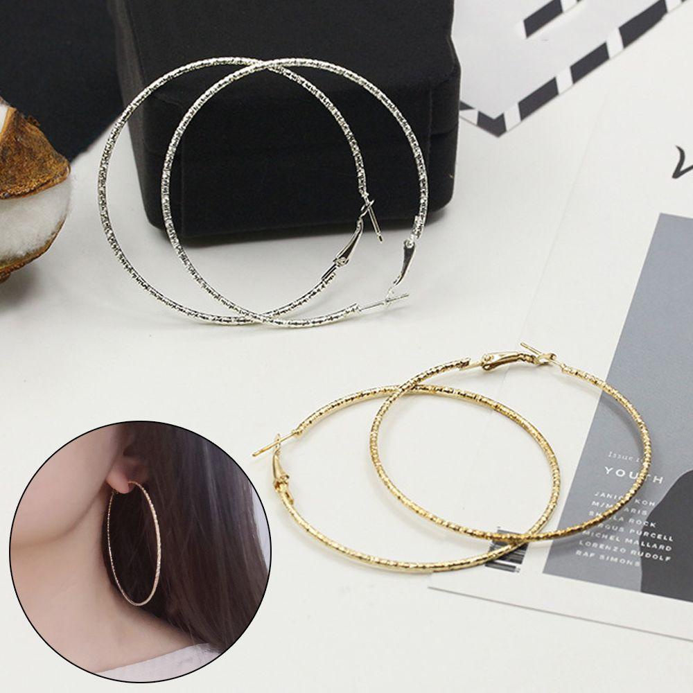 Khuyên Tai Hình Tròn Lớn Lấp Lánh Đơn Giản