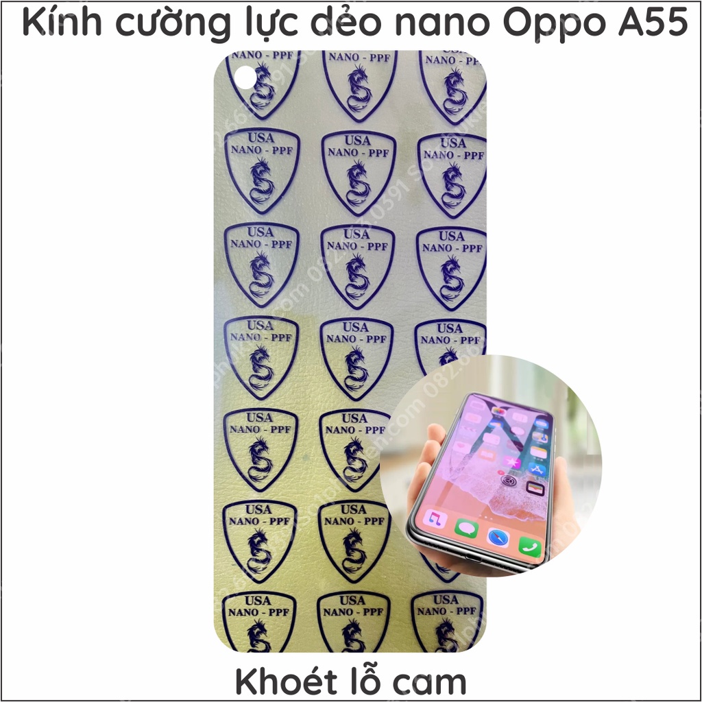 Dán cường lực Oppo A55 4G 5G dẻo nano chuẩn cường lực 9H+, chống vỡ