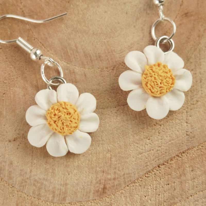 Khuyên tai đất set Polymer Handmade Tiny Daisy