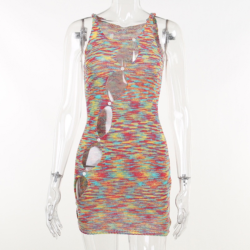 Đầm Không Tay Thiết Kế Khoét Lỗ Nhiều Màu Sắc Thời Trang Đường Phố Cho Nữ