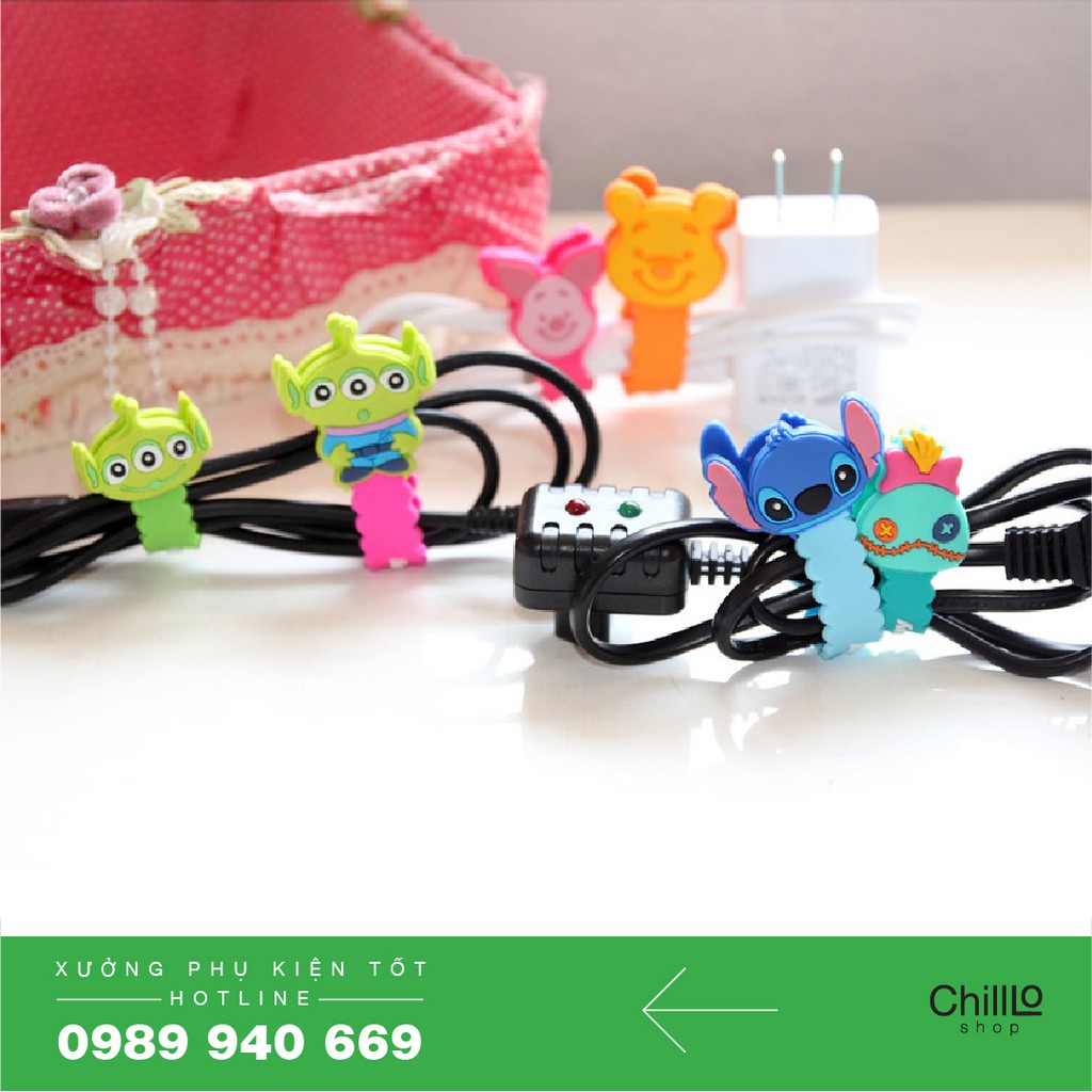 Kẹp Nút Bấm Cuốn Thu Gọn Dây Tai Nghe, Cáp Sạc - Quấn Dây Chống Rối Nút Bấm Hình Cute