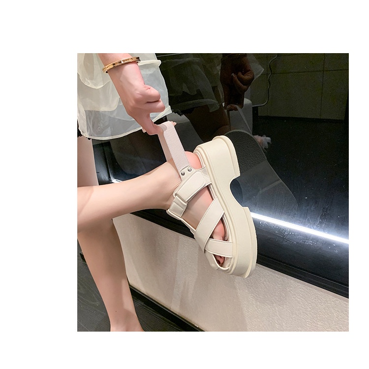 Giày sandal mũi rọ dây đan chéo đế xuồng chuẩn hàng quảng châu ulzzang