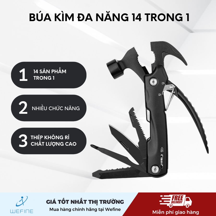 BÚA ĐA NĂNG 14IN1 GẤP GỌN, BỘ DỤNG CỤ SINH TỒN 14 CHỨC NĂNG SIÊU TIỆN LỢI