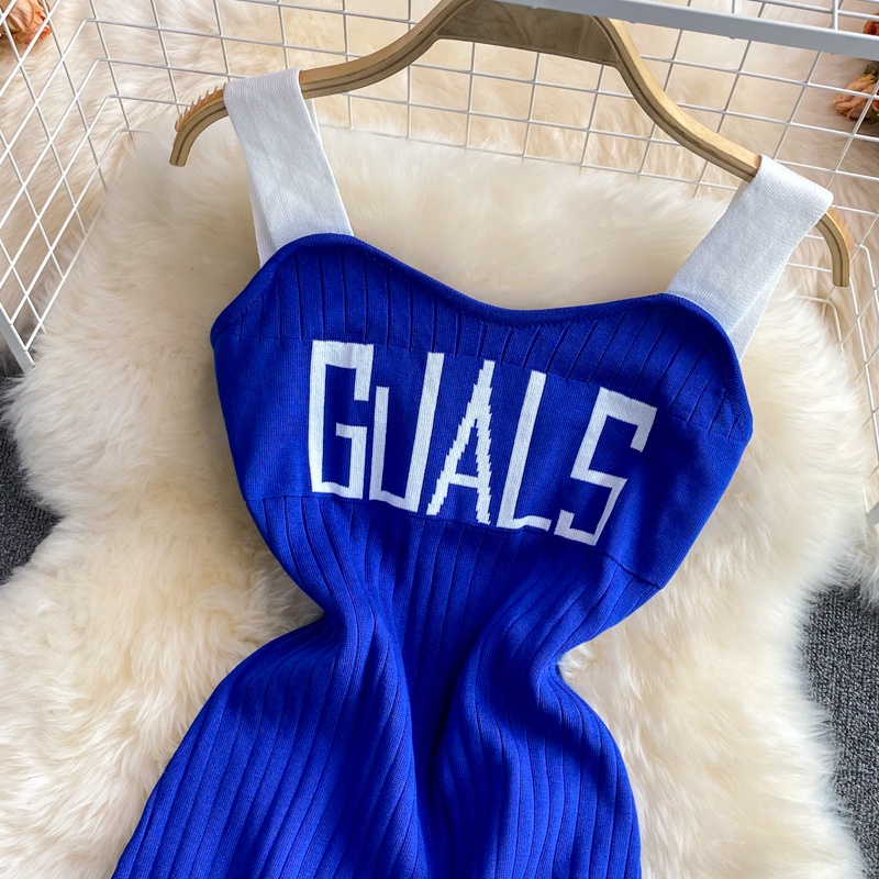 Váy 2 dây body len tăm dệt kim đầm ôm nữ sexy xanh coban gợi cảm sang chảnh tiểu thư bánh bèo hàng quảng châu cao cấp