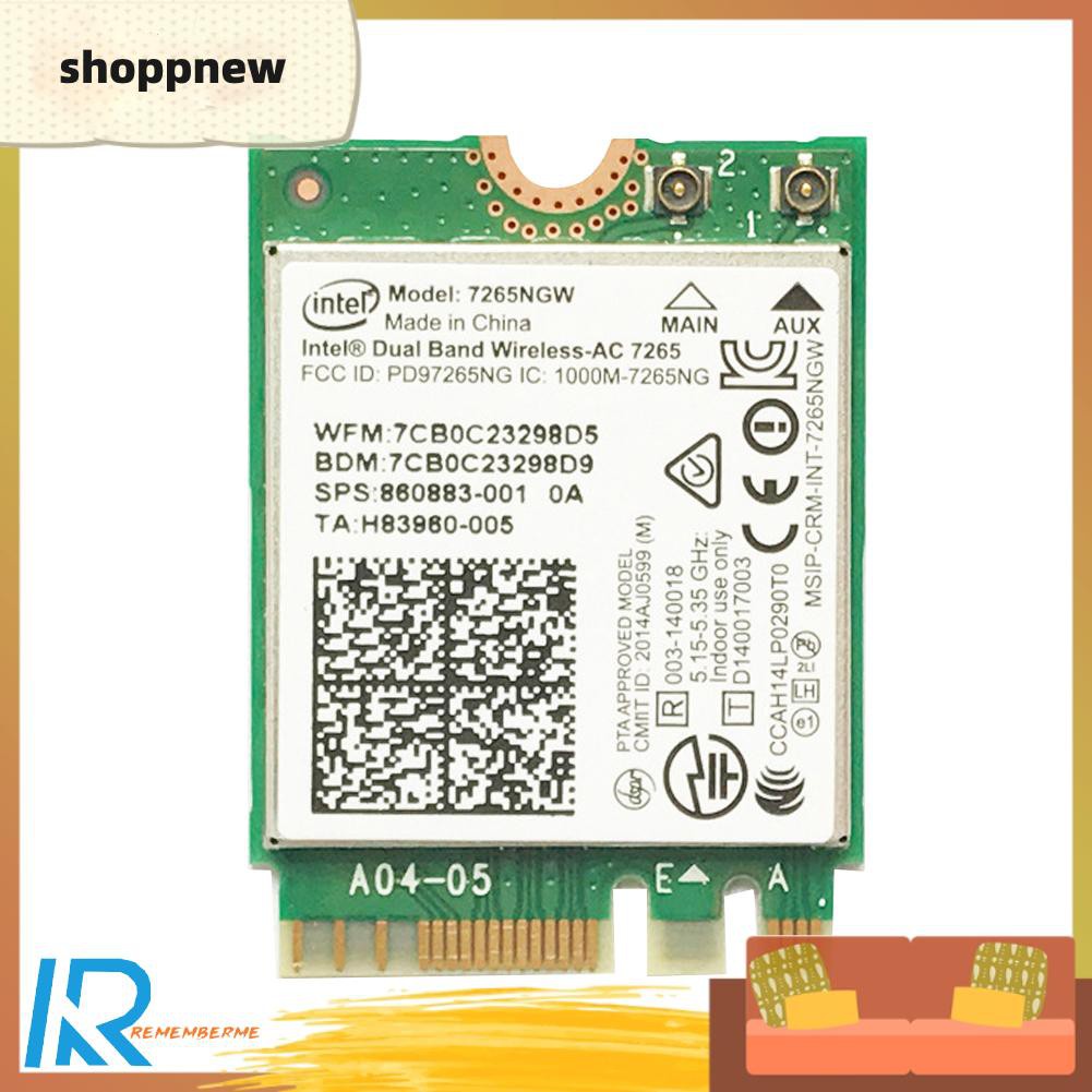 Thẻ Mạng Không Dây Bluetooth 300m M.2 Ngff 7265ngw 2.4g / 5g
