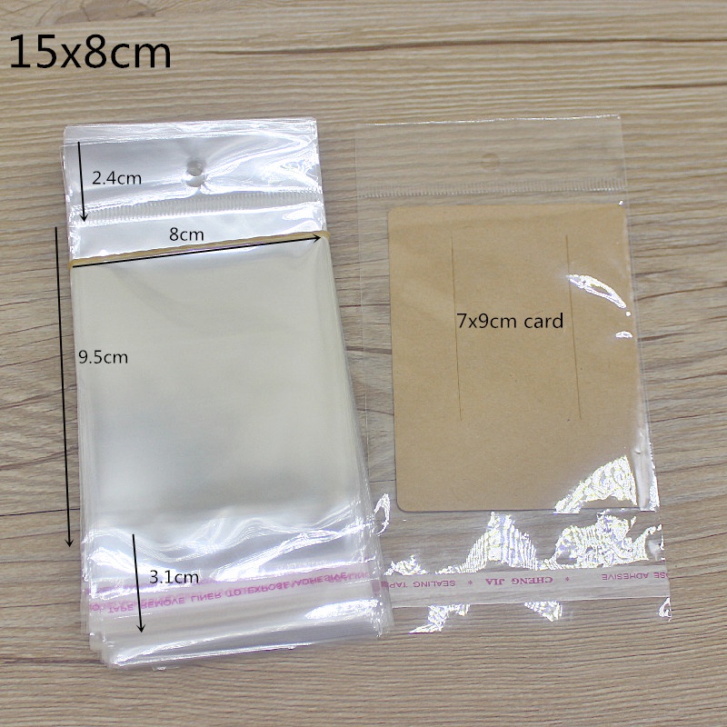 Set 200 túi nhựa OPP trong suốt đựng trang sức tiện dụng