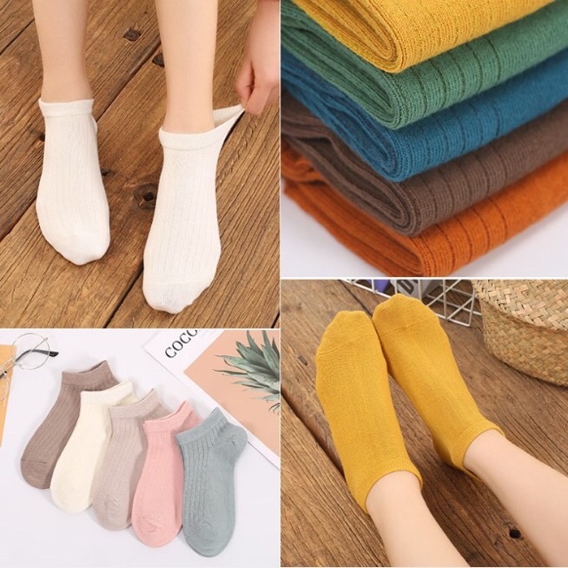 Tất nữ cổ ngắn  cao cấp 100% cotton hàng loại dày đẹp