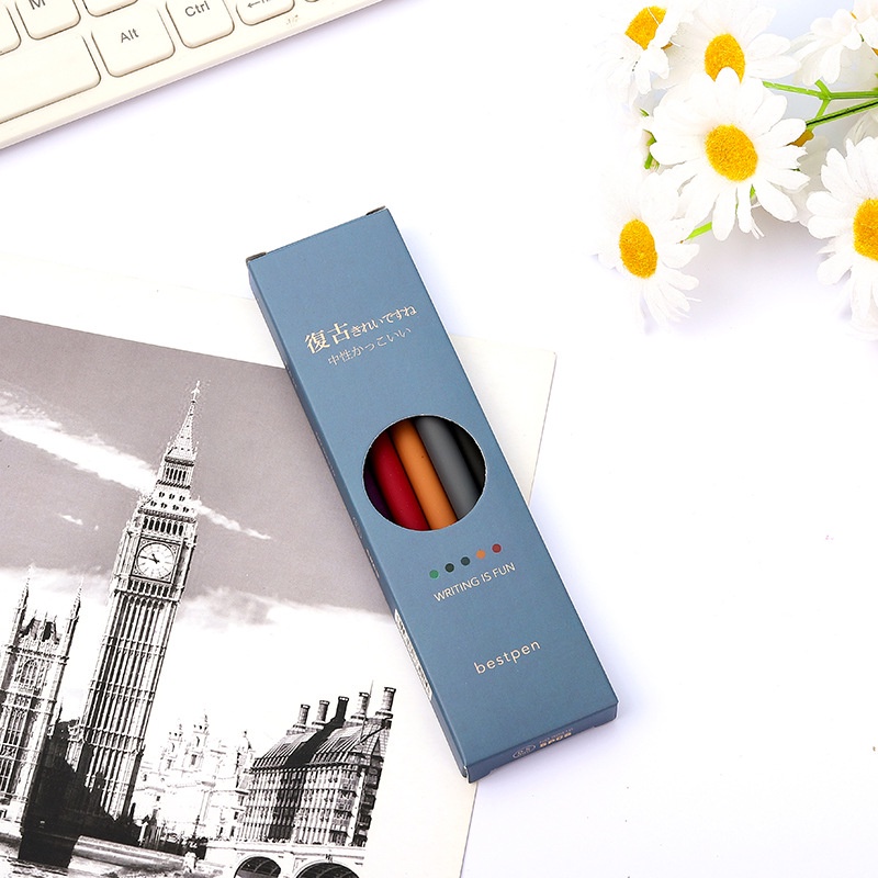 Set 5 Bút Mực Gel Đen Kiểu Dáng Đơn Giản