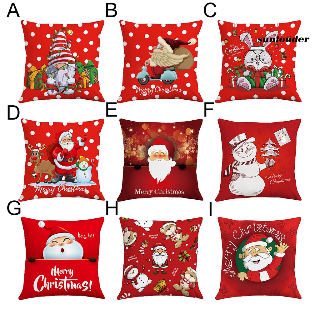 Vỏ Gối Ẩn Thoáng Khí Có Khóa Kéo Hình Ông Già Noel Trang Trí Nhà Cửa Khách Sạn Sử Dụng Hàng Ngày