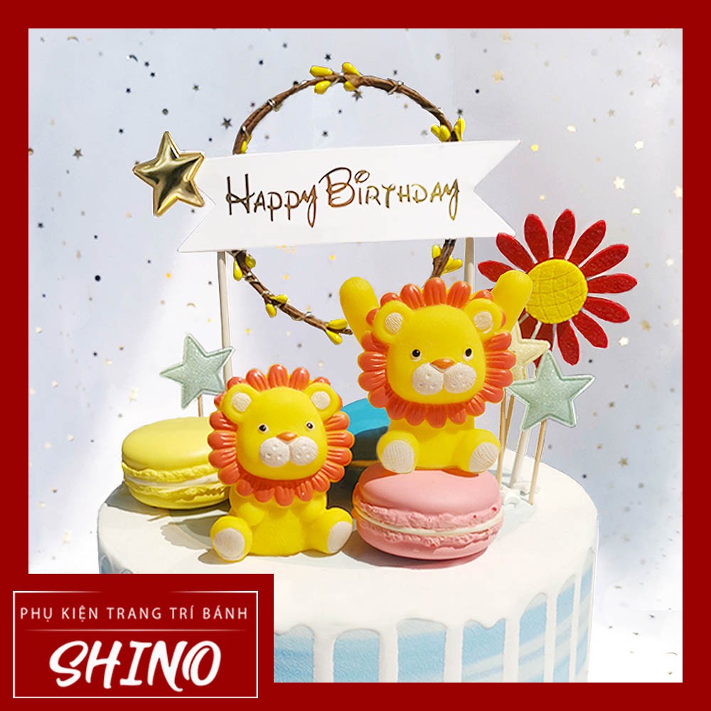 Đồ chơi sư tử vàng trang trí bánh kem