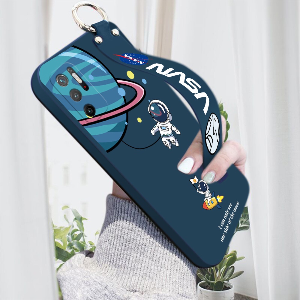Ốp Điện Thoại Silicone Mềm Hình Phi Hành Gia Hoạt Hình Có Dây Đeo Cho Xiaomi Poco X3 GT M3 Pro 4G/5G