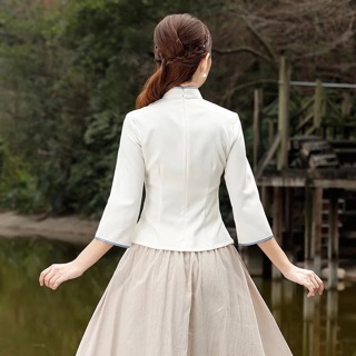 Áo sườn xám vải mát co giãn nhẹ PMS63