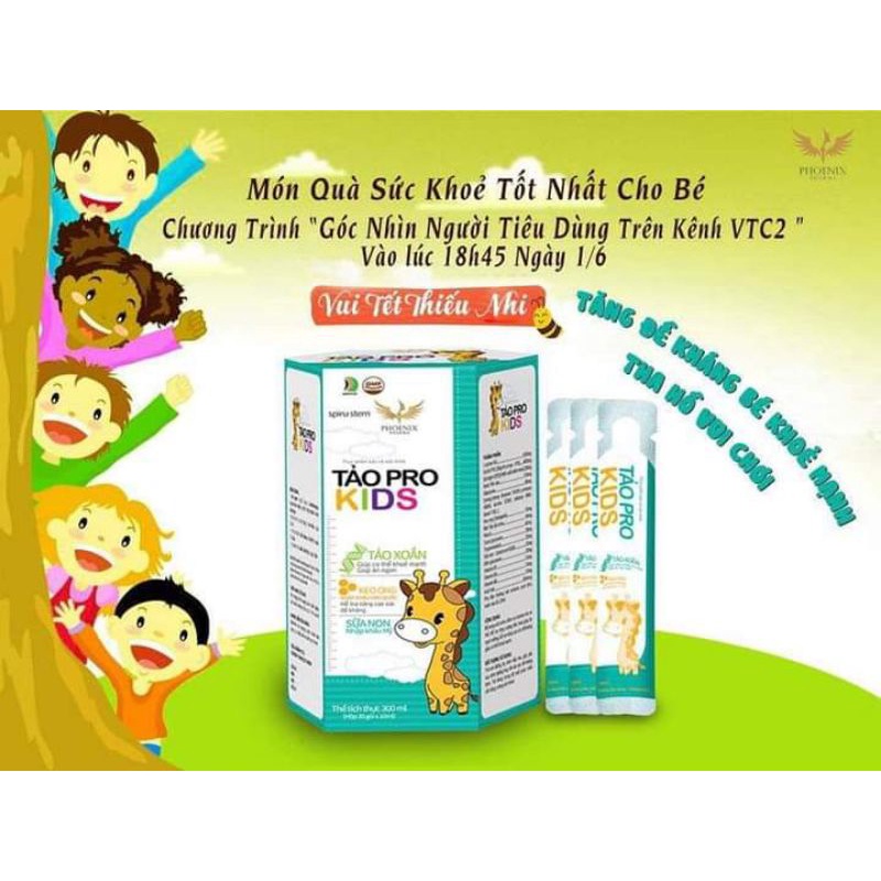 siro ăn ngon cho bé tảo pro kids phoenix pharma, tảo xoắn, tăng đề kháng, tặng sữa rửa mặt