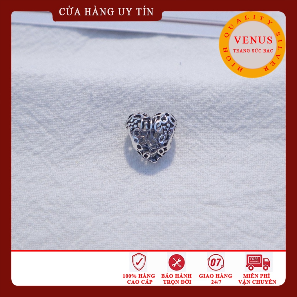 [Charm bạc 925 cao cấp] Charm bạc hình tim khắc con chuồn chuồn- Mã sản phẩm VENUSCCC