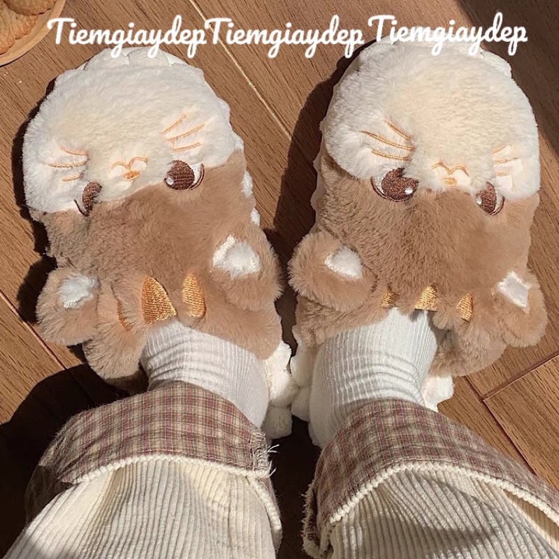 Dép bông,dép đi trong nhà hình con mèo dễ thương phong cách Ulzzang