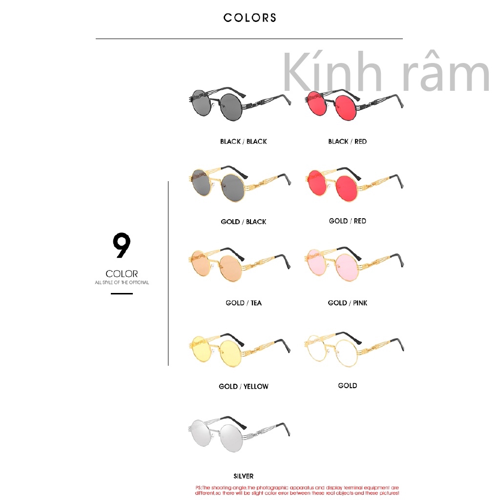 Kính mát gọng kim loại tròn chống nắng UV400 cho nam