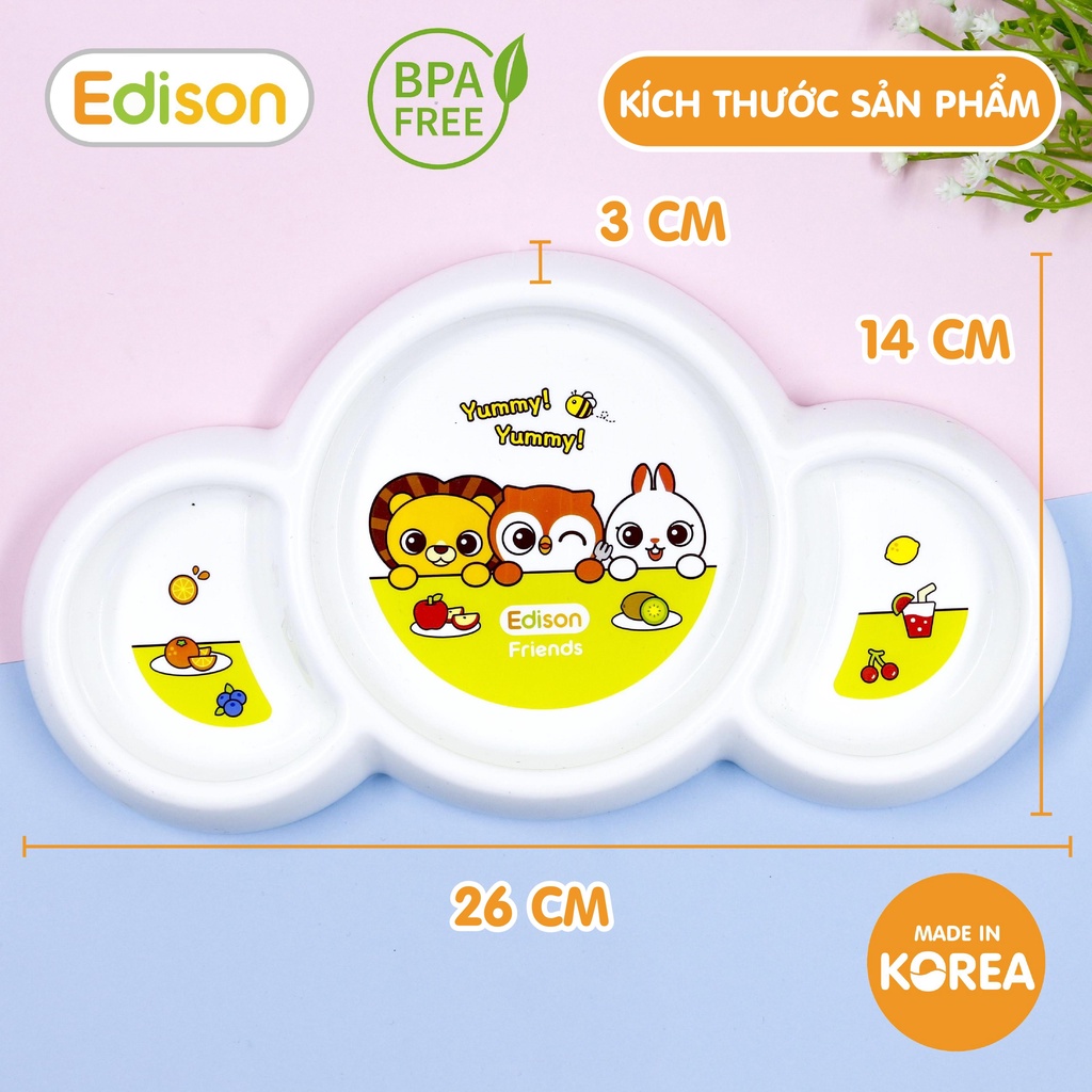 Khay ăn dặm cao cấp có đế silicone chống trượt cho bé Edison Hàn Quốc 6865