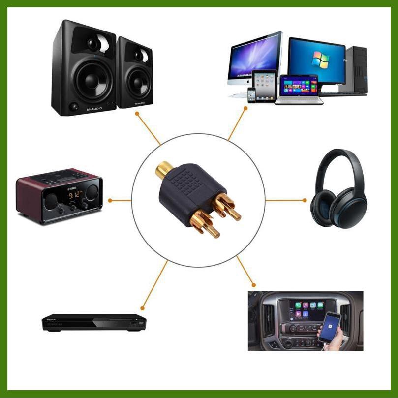 Đầu Chuyển Đổi Từ 1RCA Cái Sang 2 Cổng RCA Chữ Y
