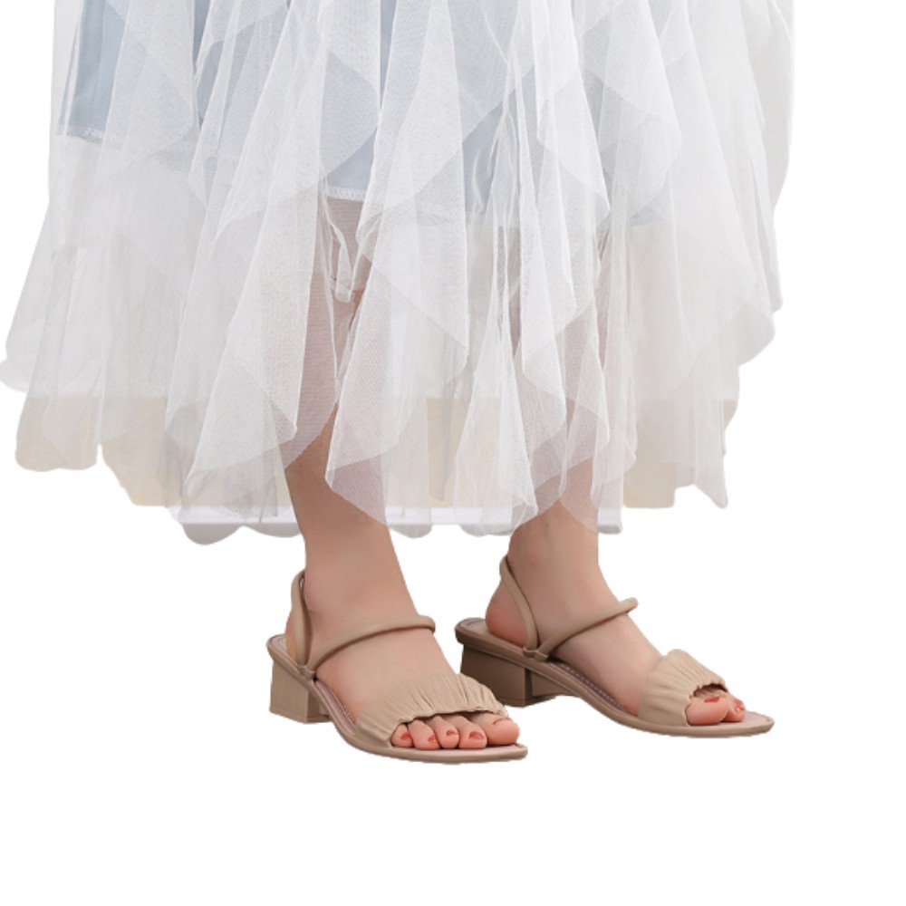 Giày xăng đan nhựa nữ gót vuông cao 3cm đi mưa tiện lợi