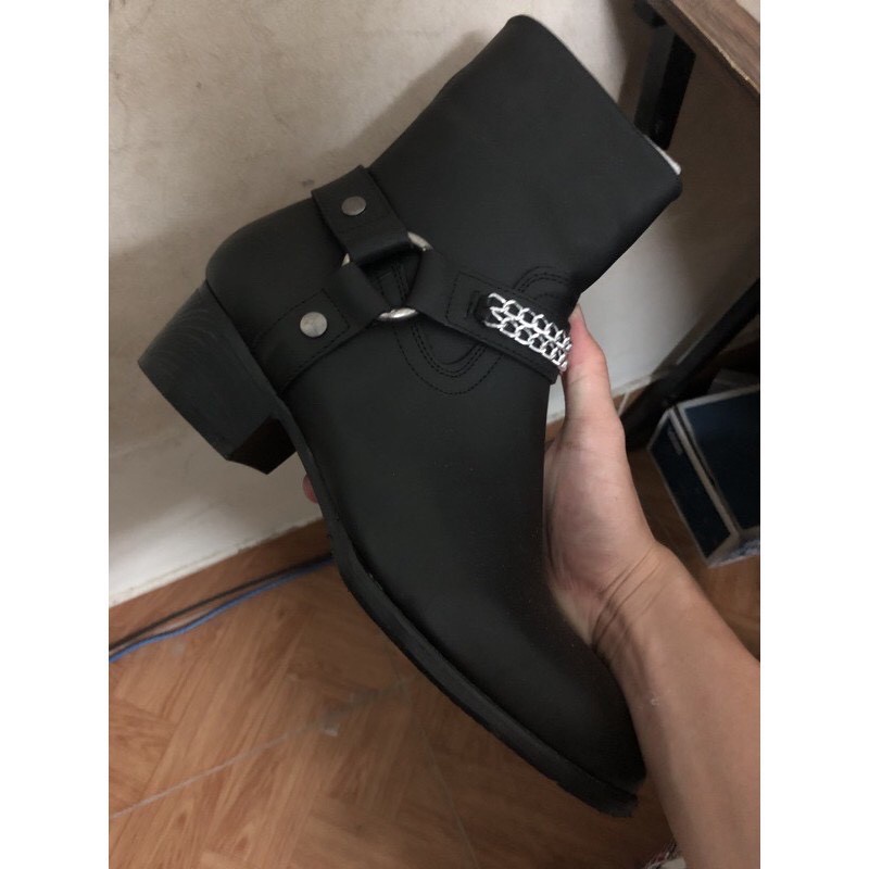 Giày Boots thời trang nam phong cách Harness Boots chất liệu da bò đế gỗ độn 4.5cm | BigBuy360 - bigbuy360.vn