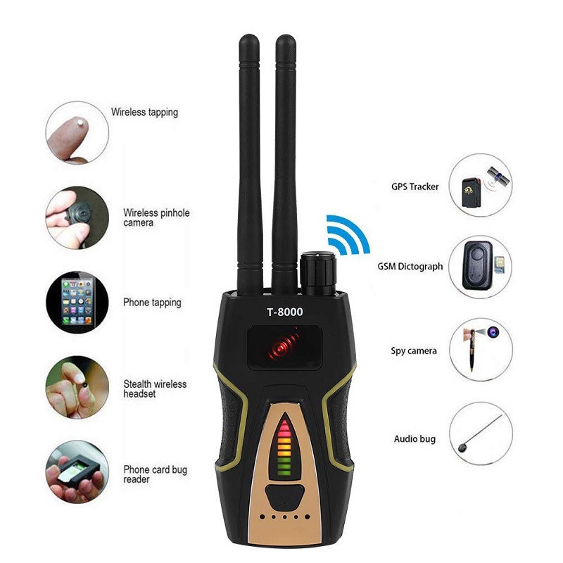 [MÃ 44ELSALE2 GIẢM 7% ĐƠN 300K] MÁY DÒ PHÁT HIỆN CAMERA QUAY TRỘM, ĐỊNH VỊ GPS DETECTOR T8000 (VÀNG)